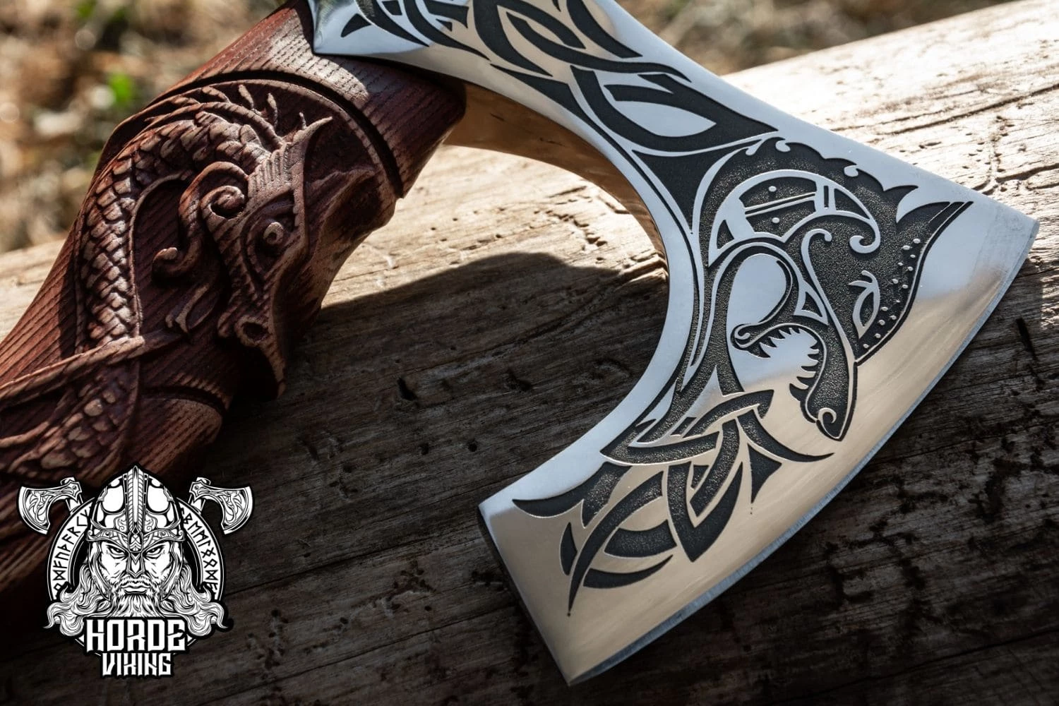 Hache Viking Forgée Décorée Du Loup Fenrir 7 Hache Viking Forgée Décorée Du Loup Fenrir – Image 5