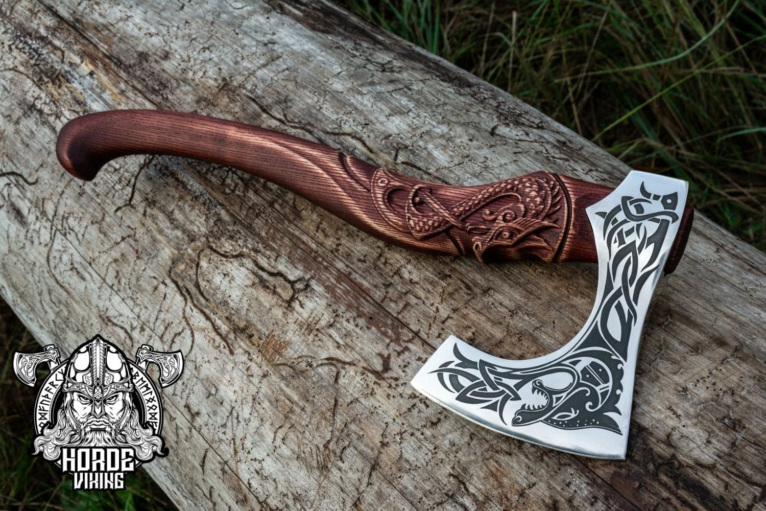 Hache Viking Forgée Décorée Du Loup Fenrir 6 Hache Viking Forgée Décorée Du Loup Fenrir – Image 4
