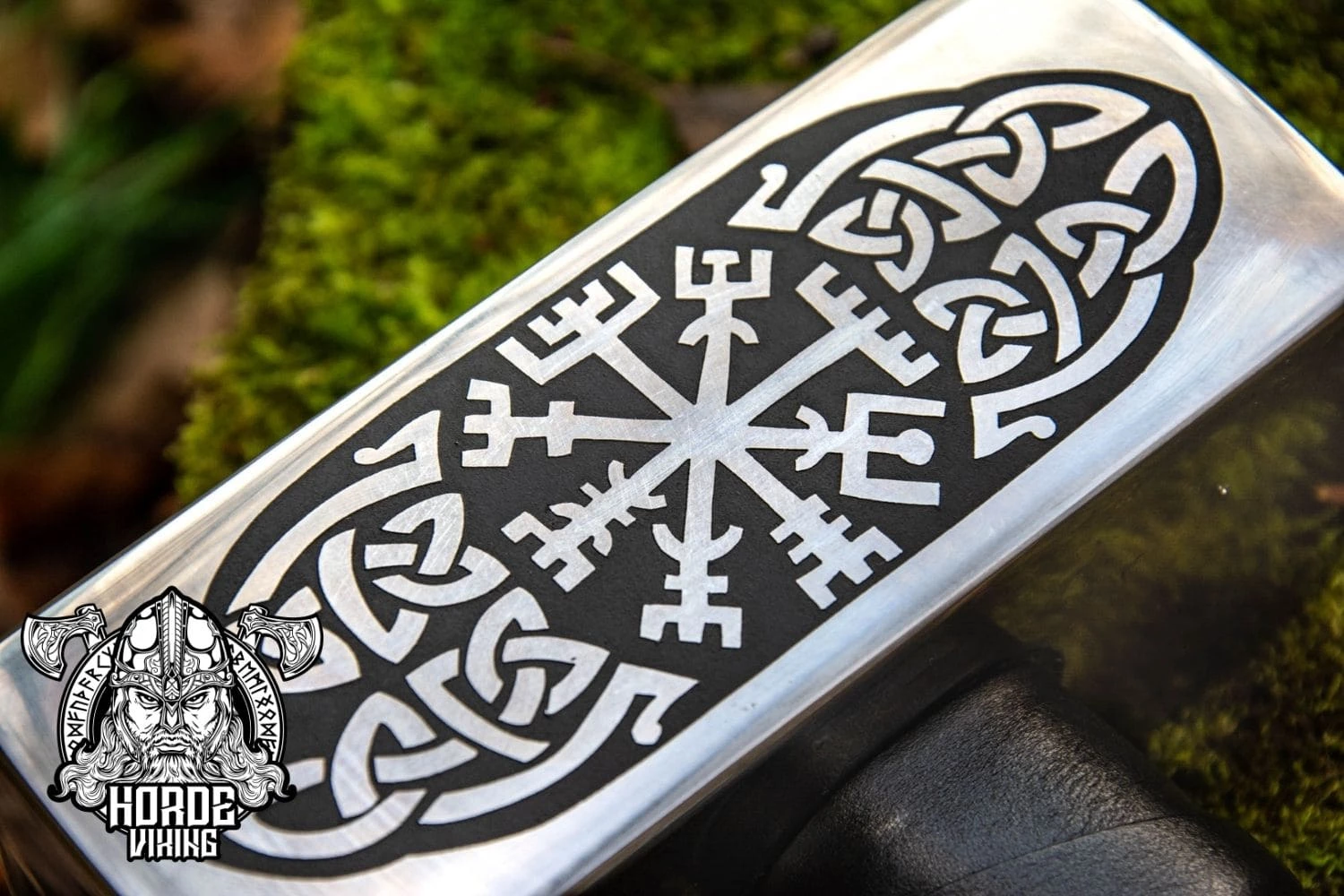 Marteau Viking Artisanale Décorée Du Symbole De Vegvisir 5 Marteau Viking Artisanale Décorée Du Symbole De Vegvisir – Image 3
