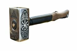 Marteau Viking Artisanale Décorée Du Symbole De Vegvisir