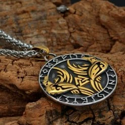 Pendentif Corbeaux Hugin Et Munin -vêtements Soldes Magasin pendentif acier corbeau hugin munin