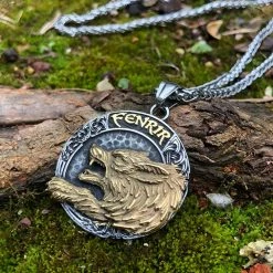 Pendentif Loup Fenrir 10 Pendentif Loup Fenrir -vêtements Soldes Magasin pendentif acier loup fenrir