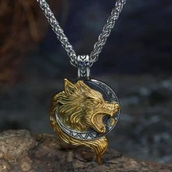 Collier Loup Sköll 10 Collier Loup Sköll -vêtements Soldes Magasin pendentif acier loup skoll