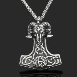 Pendentif Mjölnir Nordique -vêtements Soldes Magasin pendentif belier viking nordique acier