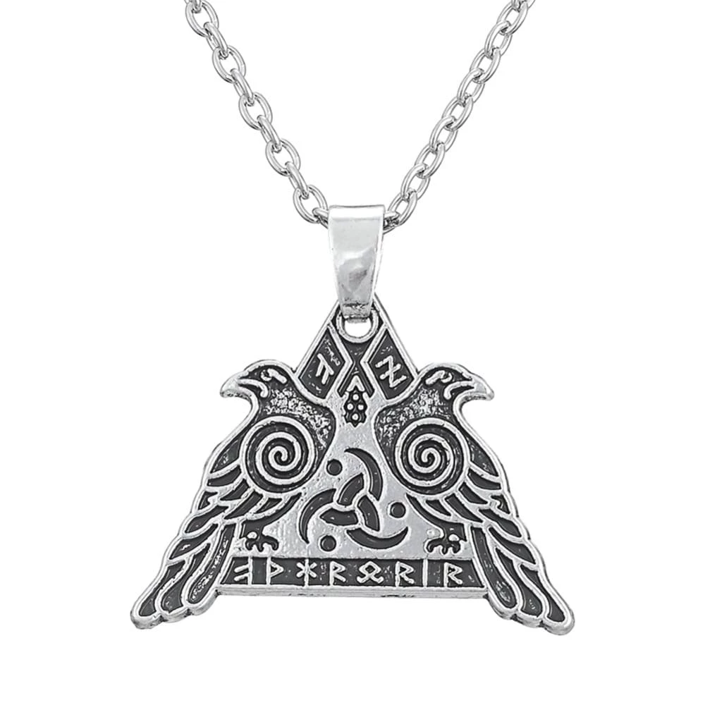 Pendentif Corbeaux Viking En Acier 3 Pendentif Corbeaux Viking En Acier