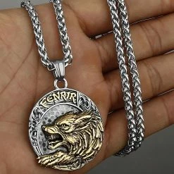 Pendentif Loup Fenrir 11 Pendentif Loup Fenrir -vêtements Soldes Magasin pendentif de loup fenrir