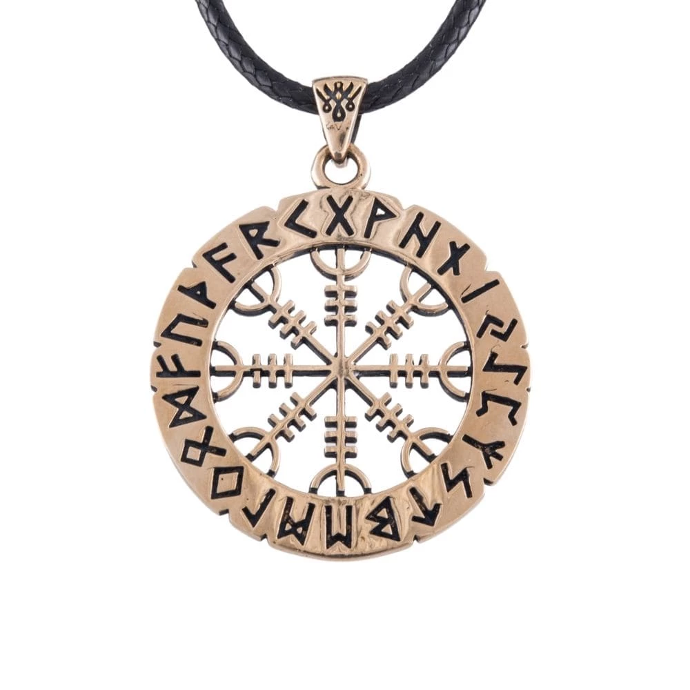 Pendentif Vegivisir En Bronze Avec Runes Nordiques 3 Pendentif Vegivisir En Bronze Avec Runes Nordiques