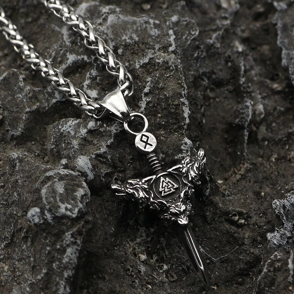 Pendentif Épée Viking Loups De Ragnarök 4 Pendentif Épée Viking Loups De Ragnarök – Image 2