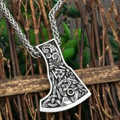 Pendentif Tête De Hache Symbole Valknut 12 Pendentif Tête De Hache Symbole Valknut -vêtements Soldes Magasin pendentif lame de hache viking symbole valknut