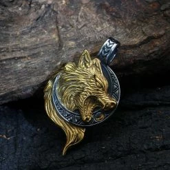 Collier Loup Sköll 9 Collier Loup Sköll -vêtements Soldes Magasin pendentif loup viking skoll