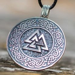 Pendentif Valknut Et Entrelacs Vikings En Argent -vêtements Soldes Magasin pendentif valknut argent fait main