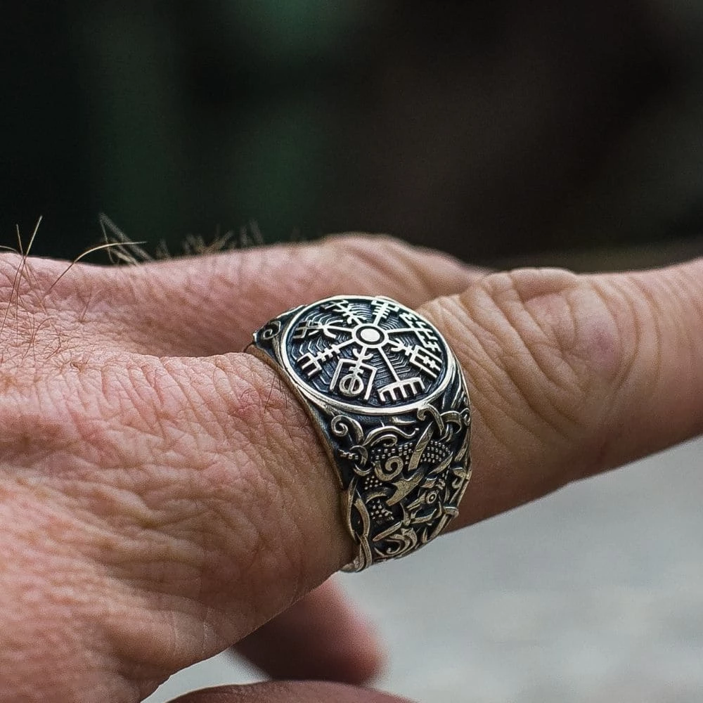 Bague Vegvisir En Argent Décorée Du Style De Mammen 8 Bague Vegvisir En Argent Décorée Du Style De Mammen – Image 6