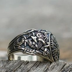Bague Vegvisir En Argent Décorée Du Style De Mammen 11 Bague Vegvisir En Argent Décorée Du Style De Mammen -vêtements Soldes Magasin vegvisir bague style viking en argent